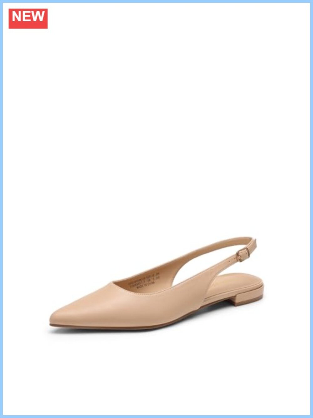 Women's Slingback Pointed Toe Ballet Flats Dressy Faux Leather Flat Shoes